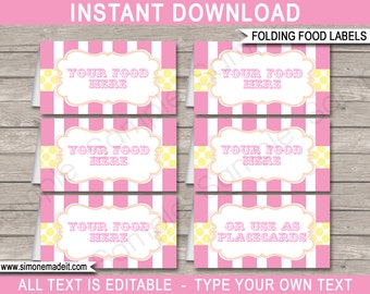 Editable Carnival Food Labels Template - Printable Buffet Tags - Folding Tent Cards - Birthday Party Decorations - TEXT EDITABLE DOWNLOAD