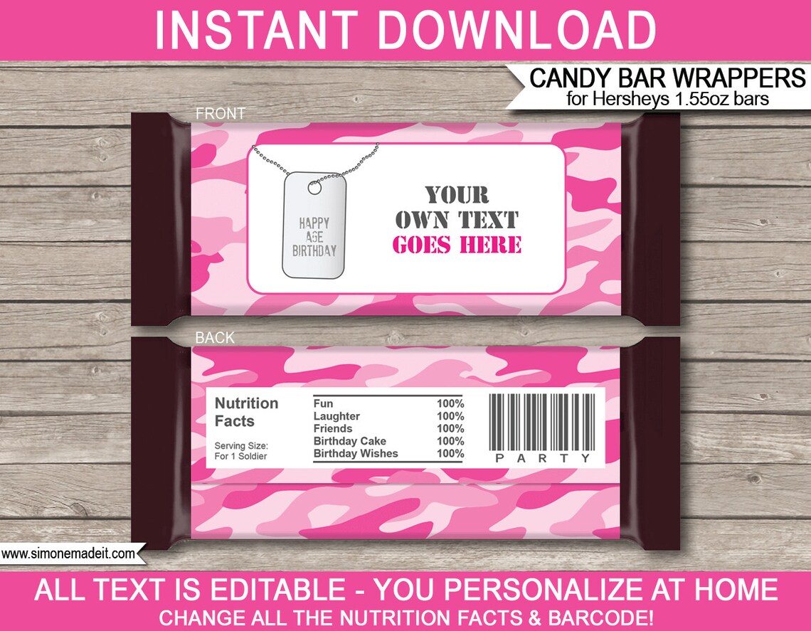 Pink Camo Party Printable Decoration Invitation Template - Etsy