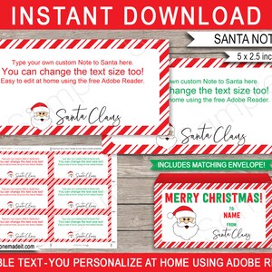Santa Notes Template with Printable Envelope from Santa Claus - Santas Workshop North Pole - INSTANT DOWNLOAD with EDITABLE text