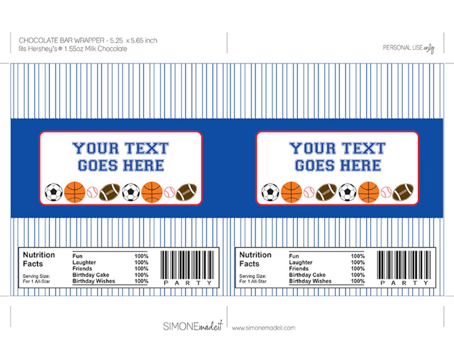 Sports Party Candy Bar Wrappers Party Favors Chocolate Etsy