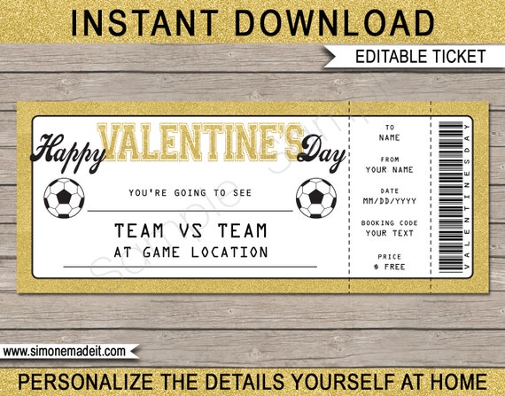 football soccer ticket gift voucher valentines day etsy hong kong