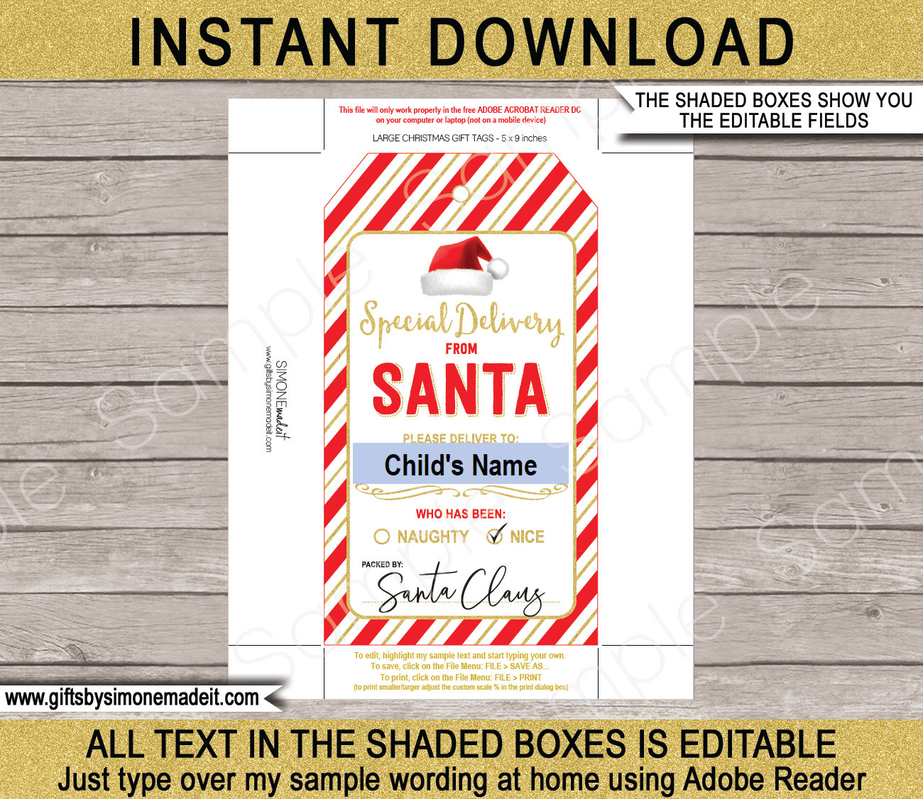 Editable Large Santa Tags Printable Template Christmas Gift Special Delivery North Pole Delivery Label INSTANT DOWNLOAD - Etsy editable-large-santa-tags-printable-template-christmas-gift-special-delivery-north-pole-delivery-label-instant-download-etsy