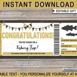 Gefeliciteerd visreis ticket sjabloon cadeaubon voucher kaart - verrassing vakantiereis onthullen - INSTANT DOWNLOAD tekst BEWERKBAAR