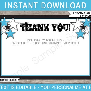 Rockstar Dankeskarten Vorlage - Druckbare Geburtstagsparty Dankesnotizen - Rock Star - 4x6 Zoll - SOFORTIGER DOWNLOAD mit EDITIERBARE Text