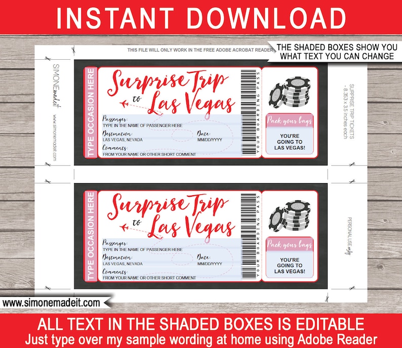 Free Printable Boarding Pass Template Las Vegas