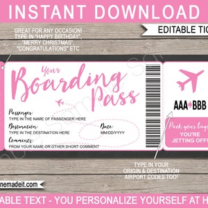 Überraschungsreise Bordkarte Vorlage: Bearbeitbares Flugticket (Instant Download)