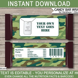 Army Theme Party Template Bundle Invitation Printable Green Camo Birthday Decorations Boot Camp Package Pack Set Kit EDITABLE TEXT image 7