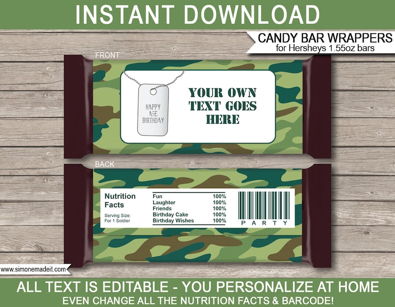 Army Theme Party Template Bundle Invitation Printable Green Camo Birthday Decorations Boot Camp Package Pack Set Kit EDITABLE TEXT image 7