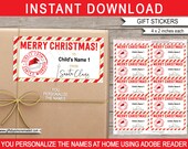 Santa Gift Tags Printable Template - Direct From Santa's Workshop Custom Labels Stickers - Santa Claus - INSTANT DOWNLOAD - EDITABLE Names Il_170x135