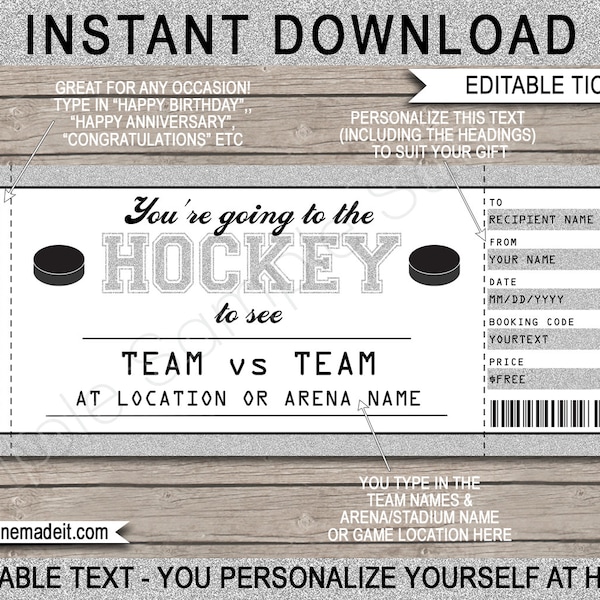 Fake Hockey Ticket - Etsy