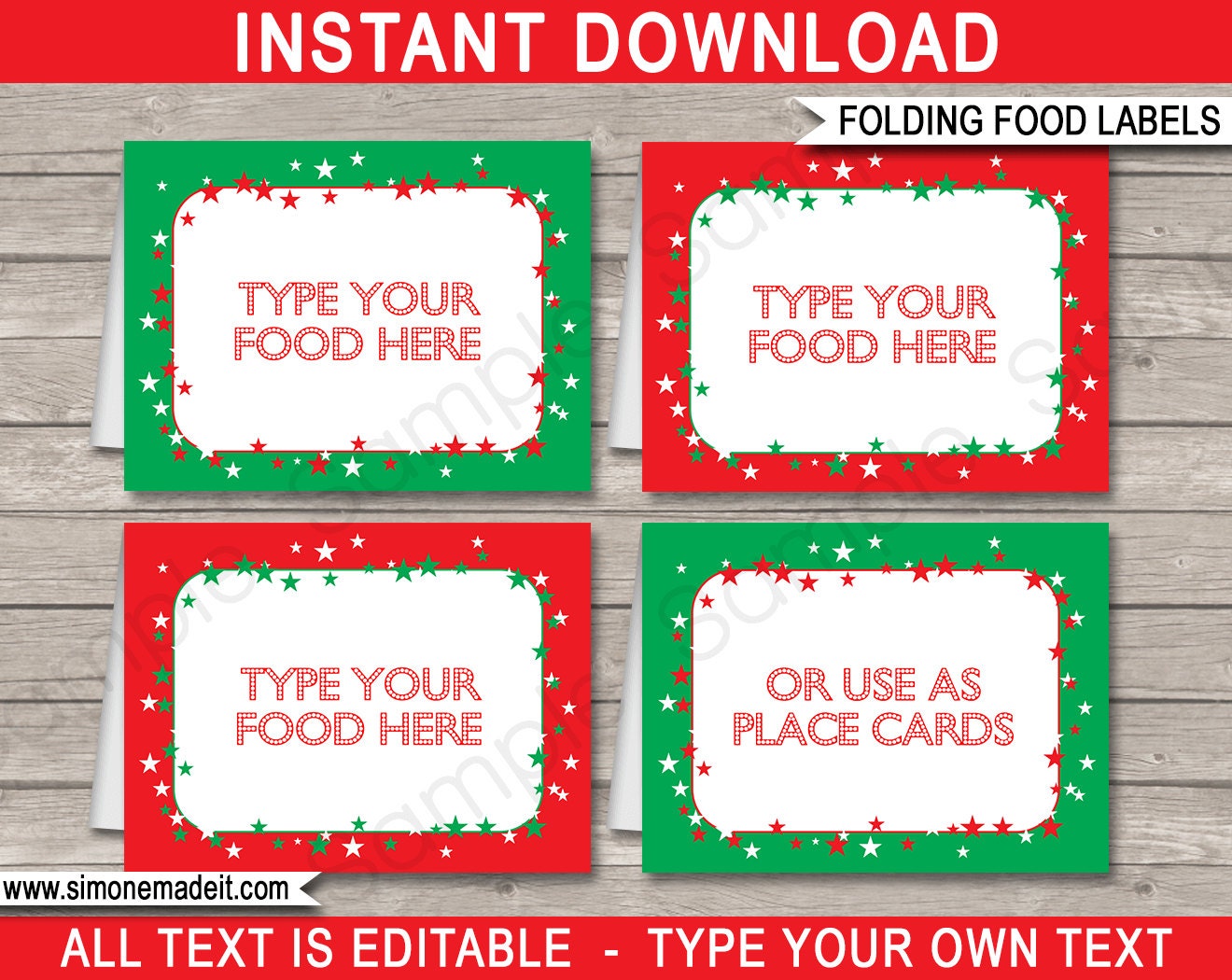 Christmas Food Labels Template Printable Party Decorations Xmas Buffet Tags Food Tents Place Cards INSTANT DOWNLOAD Text EDITABLE - Etsy christmas-food-labels-template-printable-party-decorations-xmas-buffet-tags-food-tents-place-cards-instant-download-text-editable-etsy