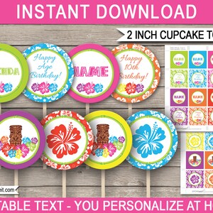 Luau Party Templates Invitation Printable Hawaiian Theme Birthday Party Decorations DIY EDITABLE TEXT image 8