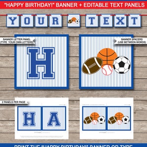 Sports Theme Party Template Bundle Invitation Printable All Star Birthday Decorations Package Pack Set Kit Collection EDITABLE DOWNLOAD image 5