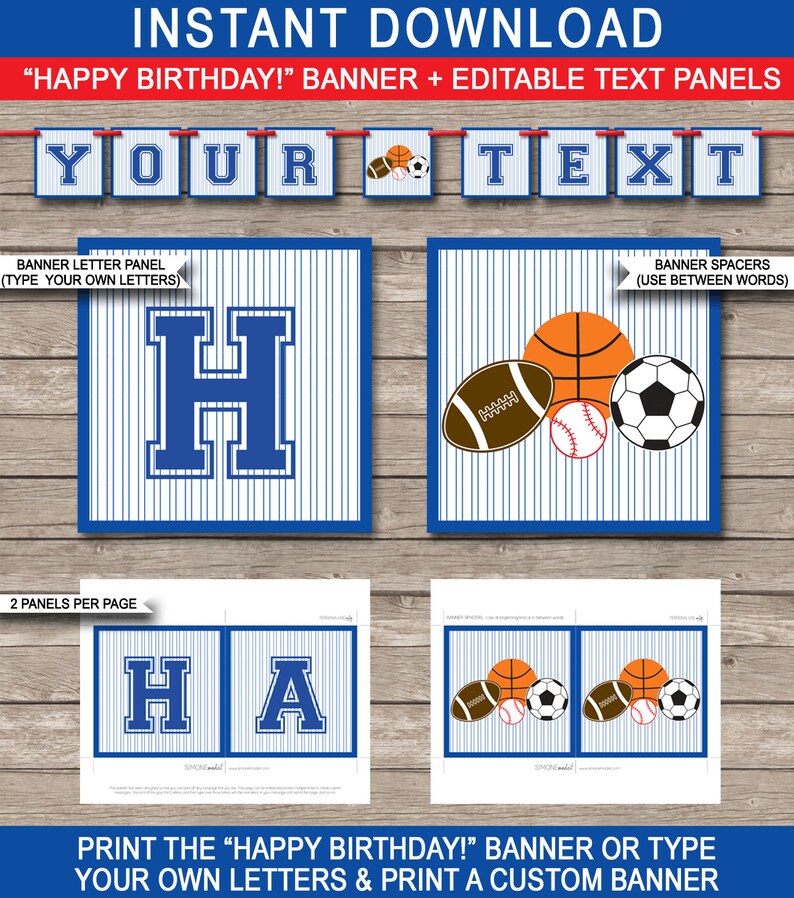 Sports Theme Party Template Bundle Invitation Printable All Star Birthday Decorations Package Pack Set Kit Collection EDITABLE DOWNLOAD image 5