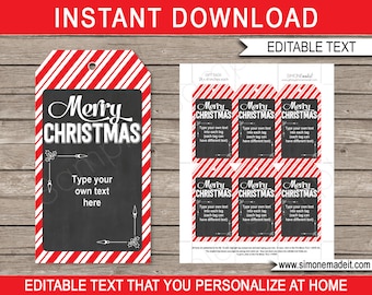Szablon etykiet na prezenty świąteczne do wydrukowania - spersonalizowane etykiety - natychmiastowe pobranie - tekst do edycji