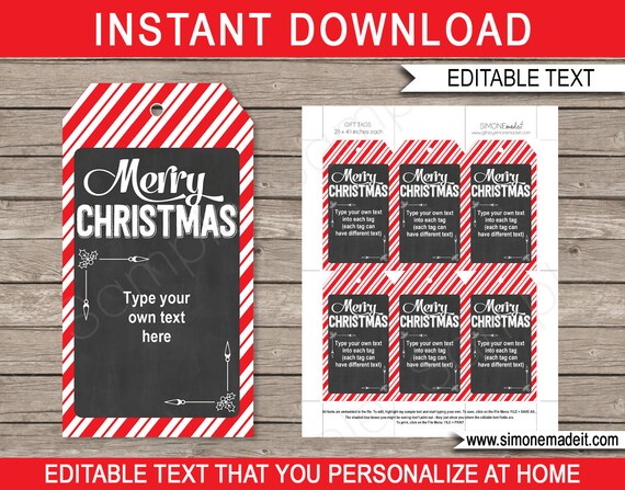 Printable Christmas Gift Tags Template - Custom Personalized Tags ...