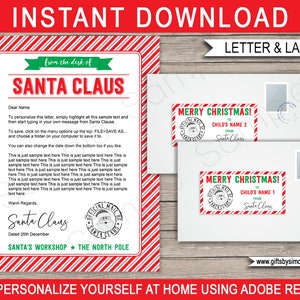 Modello stampabile lettera da Babbo Natale - Dalla scrivania di Babbo Natale - Laboratorio di Babbo Natale Polo Nord - DOWNLOAD IMMEDIATO con testo MODIFICABILE