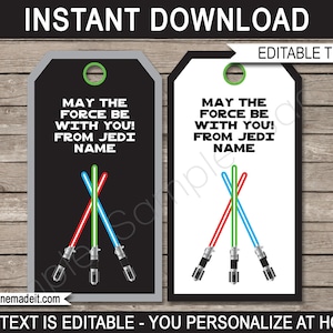 Star Wars Party Favor Tags - Thank You Tags - Birthday Party Favors - INSTANT DOWNLOAD with EDITABLE text template - you personalize at home