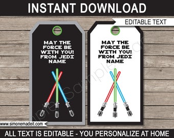 Star Wars Party Favor Tags - Thank You Tags - Birthday Party Favors - INSTANT DOWNLOAD with EDITABLE text template - you personalize at home