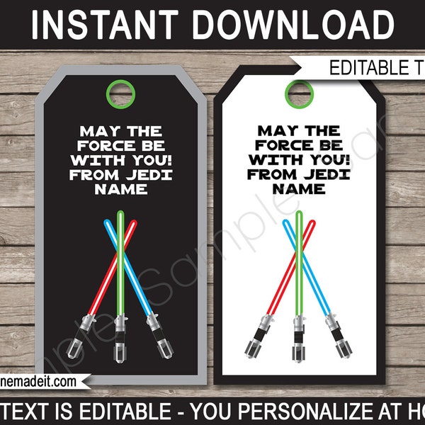 Star Wars Party Favor Tags - Thank You Tags - Birthday Party Favors - INSTANT DOWNLOAD with EDITABLE text template - you personalize at home