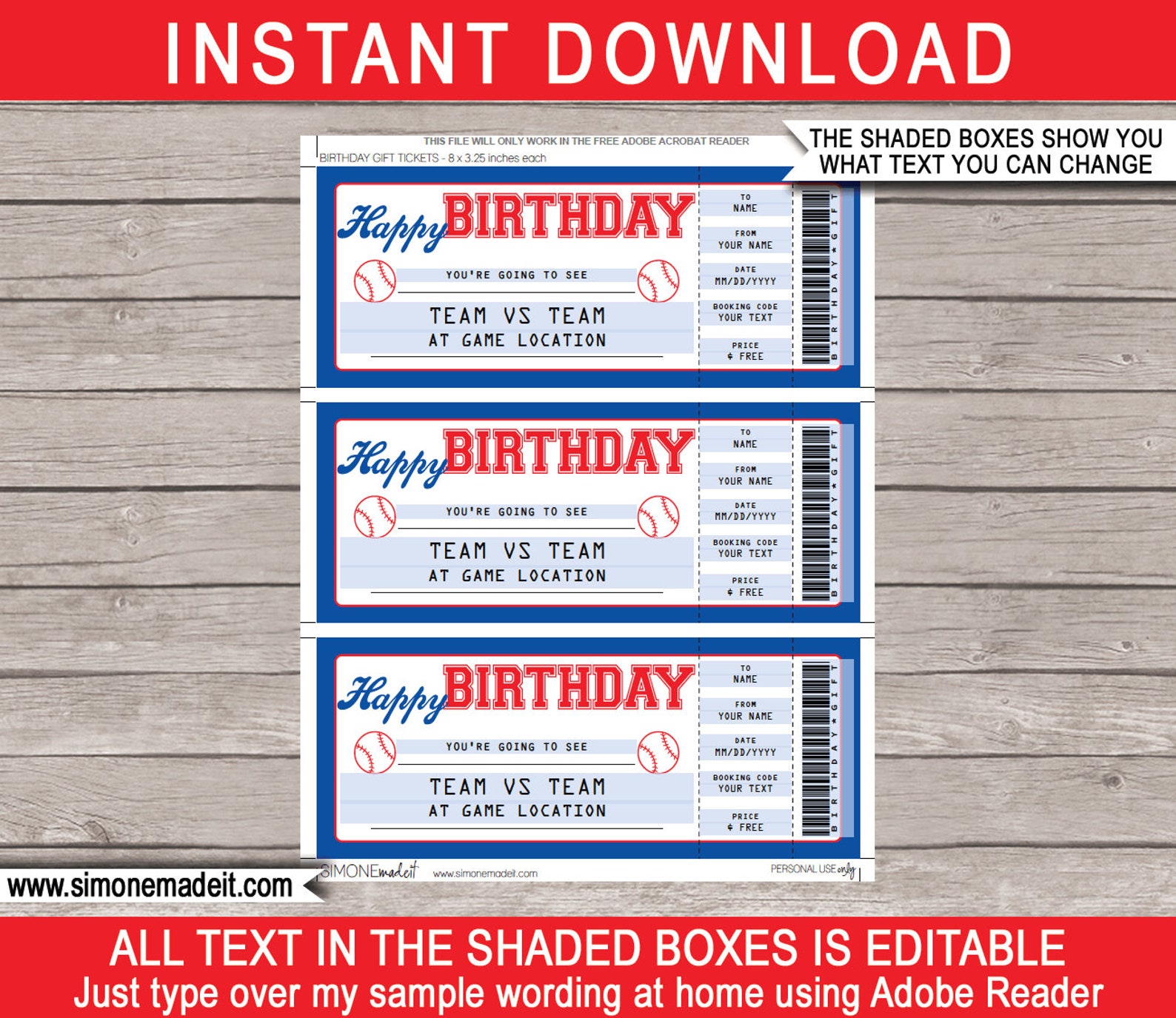 Baseball Game Ticket Birthday Gift Surprise Ticket to a Etsy