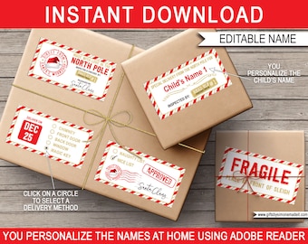 Personalized Santa Gift Labels: North Pole Stickers (Instant Download)