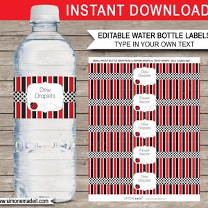 Editable & Printable Ladybug Birthday Party Water Bottle Label Decorations template