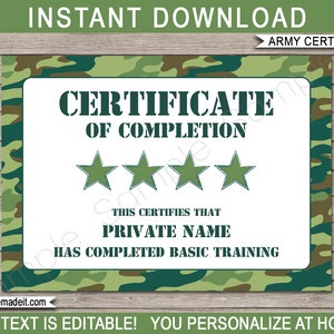 Army Theme Party Template Bundle Invitation Printable Green Camo Birthday Decorations Boot Camp Package Pack Set Kit EDITABLE TEXT image 6