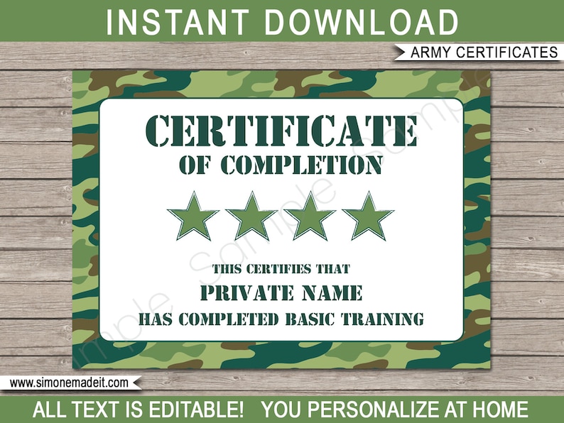 Army Theme Party Template Bundle Invitation Printable Green Camo Birthday Decorations Boot Camp Package Pack Set Kit EDITABLE TEXT image 6