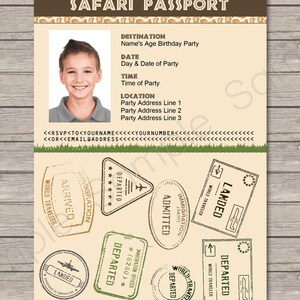 Safari Passport Invitations Printable Photo Invite Jungle Zoo Safari Theme Birthday Party INSTANT DOWNLOAD EDITABLE text you edit image 2