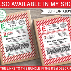 Christmas Shipping Labels Template Bundle - Realistic USPS Stickers - Large Gift Tags - North Pole Mail - Sleigh Mail Santas Workshop - Express Reindeer Delivery - Elf Express - Naughty or Nice List - EDITABLE Name & Address - INSTANT DOWNLOAD