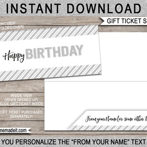 Enveloppe / pochette imprimables pour coupons de billets-cadeaux d'anniversaire - cadeau de joyeux anniversaire - TÉLÉCHARGEMENT IMMÉDIAT avec texte MODIFIABLE - vous modifiez et imprimez