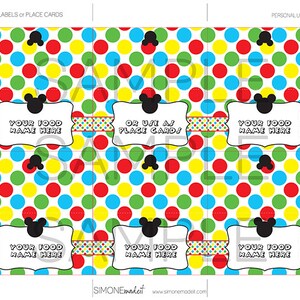 Mickey Mouse Food Labels Template - Printable Birthday Party Theme ...