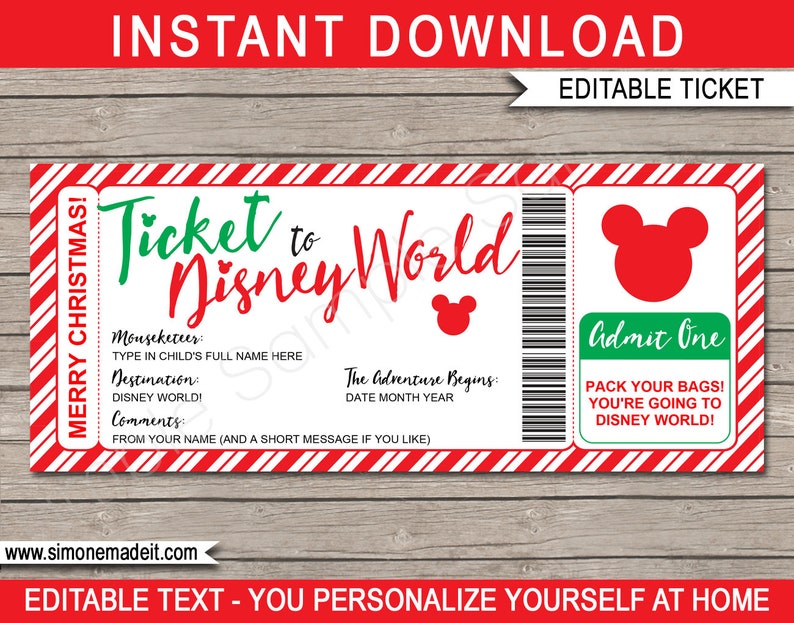 Xmas Disney Environment Ticket Printable Present Template - Question Disney Vacation Explain - Walt Disneyworld - Quick Down load with EDITABLE words and phrases photograph relating to You're Going to Disney World Printable known as Xmas Disney Worldwide Ticket Printable Reward Template - Question Disney Getaway Explain - Walt Disneyworld - Fast Down load with EDITABLE words
