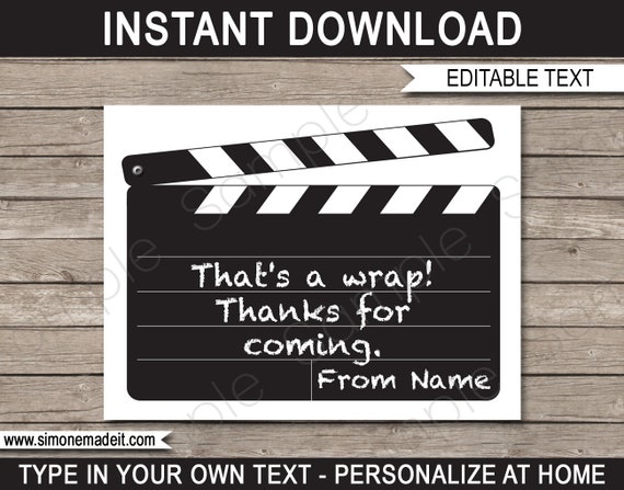 Movie Favor Tags Template - Printable Birthday Party Thank You Tags - Movie  Star Theme - EDITABLE TEXT DOWNLOAD - you personalize by SIMONEmadeit