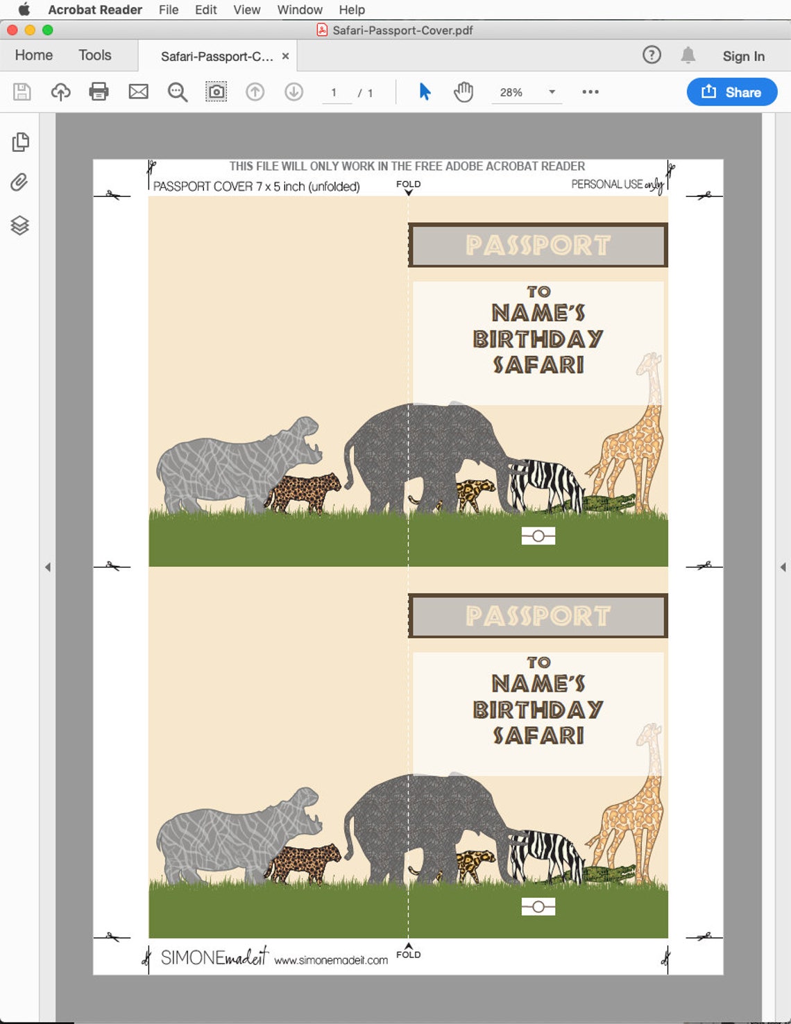 Safari Passport Invitations Printable Photo Invite Jungle - Etsy