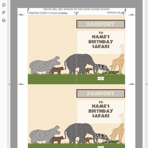 Safari Passport Invitations - Printable Photo Invite - Jungle Zoo ...