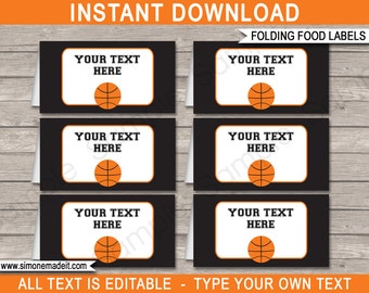 Basketball Food Labels - Buffet Tags - Tent Cards - Basketball Theme Party - Party Decorations - INSTANT DOWNLOAD with EDITABLE text