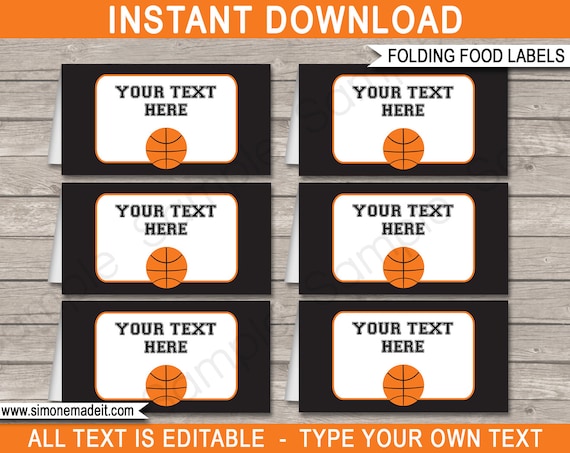 Basketball Food Labels - Buffet Tags - Tent Cards - Basketball Theme Party - Party Decorations - INSTANT DOWNLOAD with EDITABLE text Il_570xn