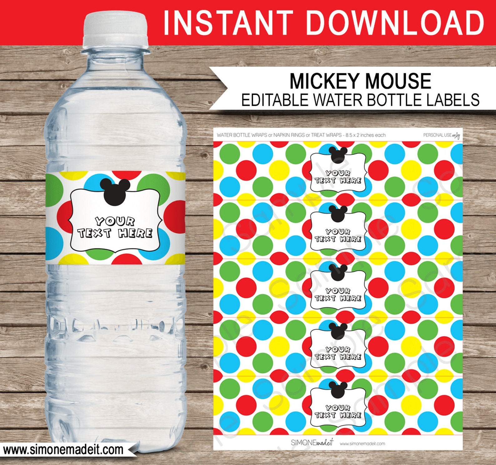 Mickey Mouse Party Printables Decorations &amp; Invitation - Etsy