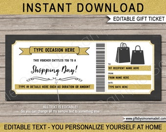 Shopping Spree Gift Voucher Template: Editable Text (Digital Download)