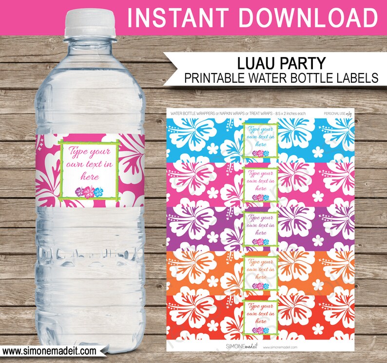 Luau Party Templates Invitation Printable Hawaiian Theme Birthday Party Decorations DIY EDITABLE TEXT image 6