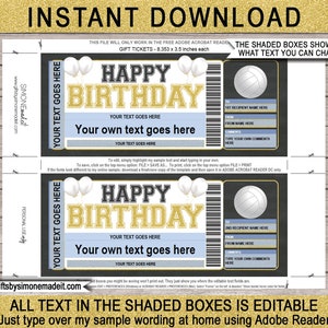 Birthday Volleyball Camp Gift Voucher Ticket Template Printable Surprise Training Camp Skills Clinic Coupon Card EDITABLE TEXT DOWNLOAD image 2