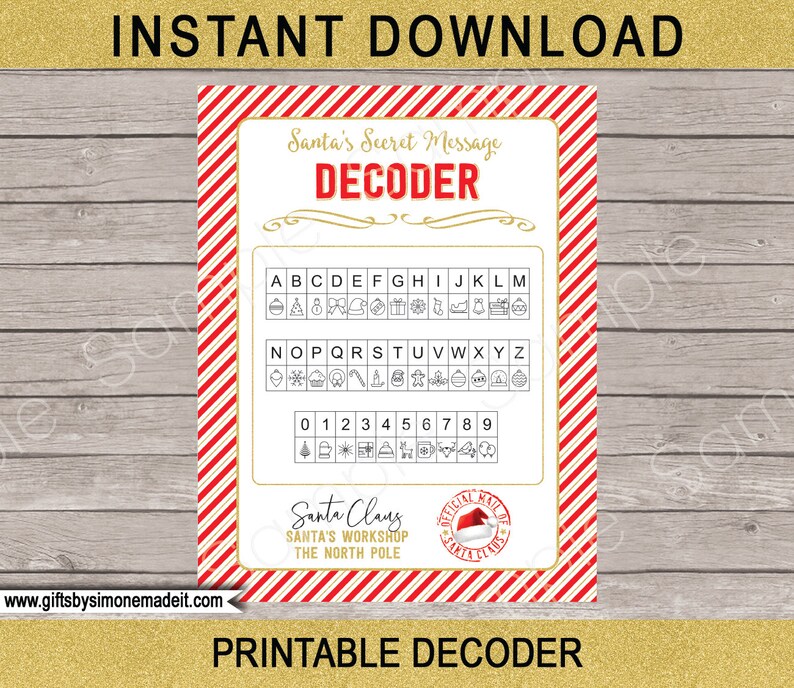 Santa Secret Message Letter Printable Template Christmas - Etsy
