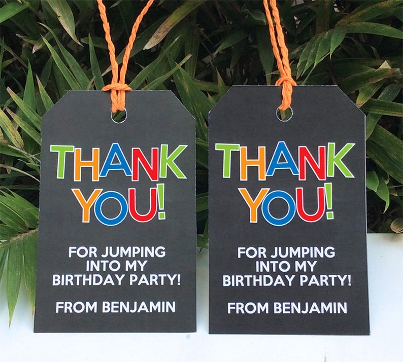Trampoline Favor Tags Thank You Tags Birthday Party Favors - Etsy