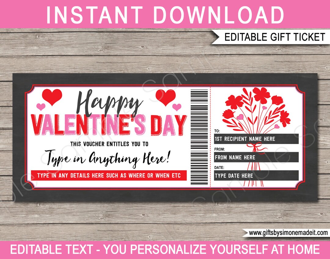 Printable Valentines Day Gift Voucher Template - Last Minute Gift ...