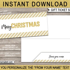 Druckbare Umschlaghülle für Weihnachtsgeschenkkarten, Gutscheine, Zertifikate - SOFORTIGER DOWNLOAD - EDITIERBARER Text, den Sie zu Hause bearbeiten und drucken