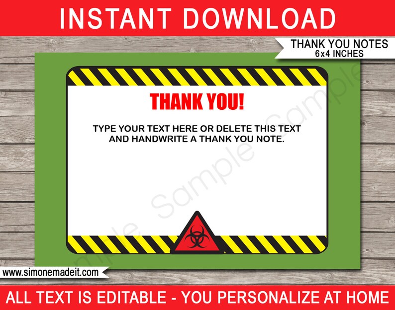 4x6 inch Birthday Party Printable Thank You Notes Science Theme Science Party Thank You Cards INSTANT DOWNLOAD with EDITABLE text