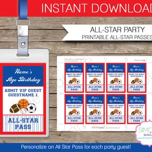 Sports Theme Party Template Bundle Invitation Printable All Star Birthday Decorations Package Pack Set Kit Collection EDITABLE DOWNLOAD image 8