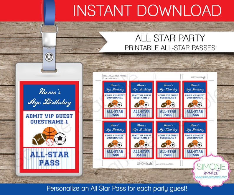 Sports Theme Party Template Bundle Invitation Printable All Star Birthday Decorations Package Pack Set Kit Collection EDITABLE DOWNLOAD image 8